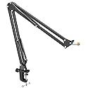Microphone Arm Stand, FIFINE Suspension Boom Scissor Mic Stand with Heavy Duty Clamp, 3/8" to 5/8" Adapter, for Voice-over, Gaming, Recording, Studio