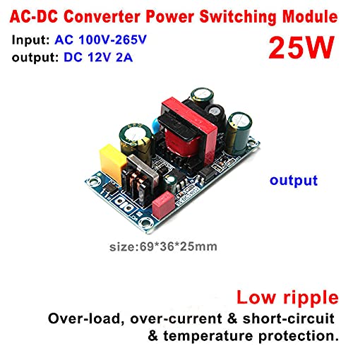 Acxico 1Pcs AC-DC 110V 120V 220V 230V to 5V 12V 24V 2A Converter Board Module Power Supply 12V 2A