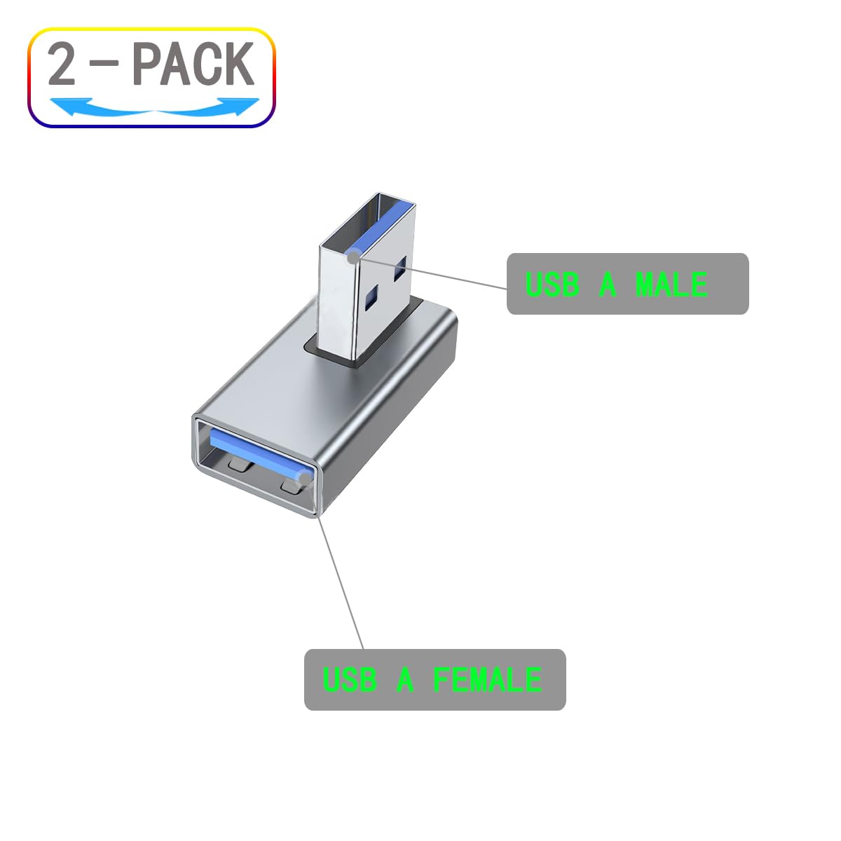 ZJKJHJY USB 3.0 Adapter, 90 Degree Right Angle Design, Supports 5Gbps Data Transfer Speed, 15W Fast Charging, Compatible with Laptop, Speaker…