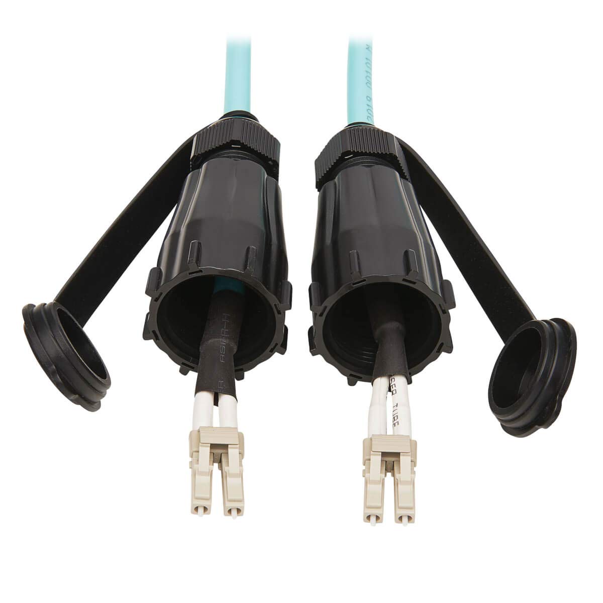 TRIPP LITE 10Gb Fiber Patch Cable, Industrial Duplex Multimode 50/125 OM3 Fiber Optic, LC to LC Fiber Cable, IP68, Aqua, 10 m (32.8 ft) (N820-10M-IND)