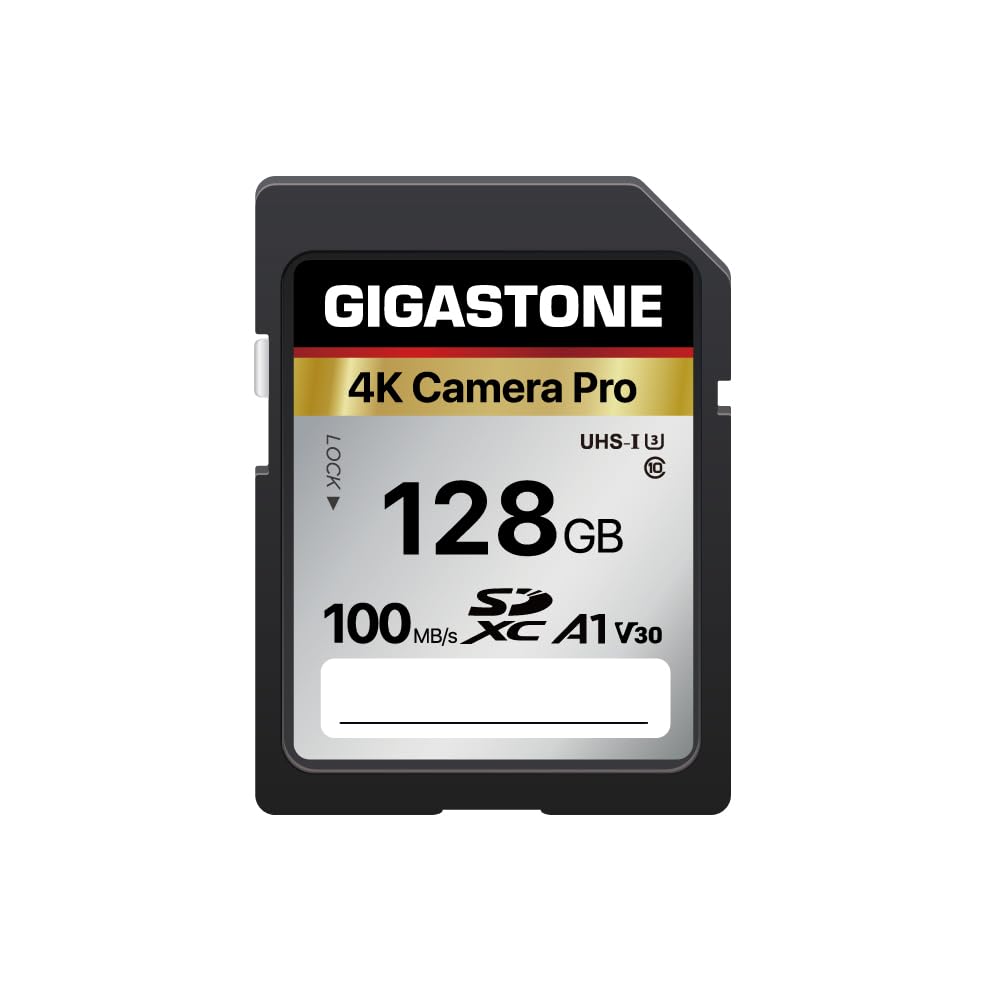 ?5-Years Data Recovery? GIGASTONE 128GB SD Card, 4K Camera Pro, A1 V30 SDXC Memory Card 4K UHD Video Compatible with Canon Digital Camera, with 1 Mini