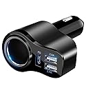 4 in 1 USB C Car Charger, 168W Multi USB Cigarette Lighter Adapter, Socket Splitter with 3 USB Ports, 12V/24V Dual USB Type C PD Fast Car Charger