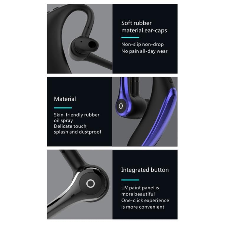 Wireless Earphone Ear-Hook Headphone Boom Mic Compatible with Consumer Cellular Iris Flip, Handsfree Single Headset Over The Ear Earbud