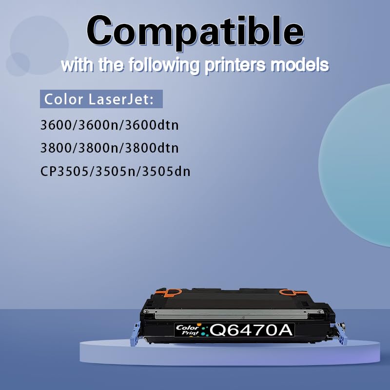 Color Print Compatible Q6470A Black Toner Cartridge Replacement for HP 501A Toner Q6470 6470A for CP3505 CP3505N CP3505X CP3505DN 3600N 3600DN 3800N