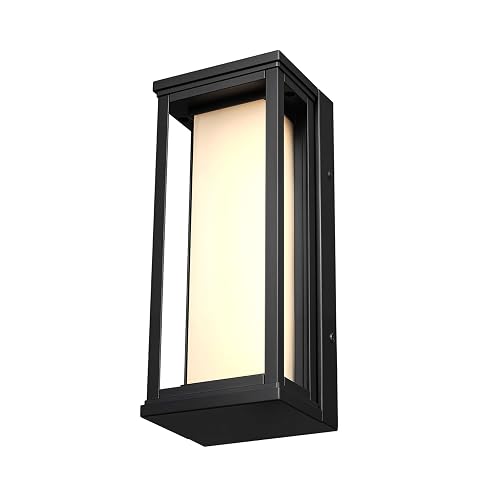Globe Electric 12W LED Integrated Matte Black Outdoor Wall Sconce with Frosted Glass