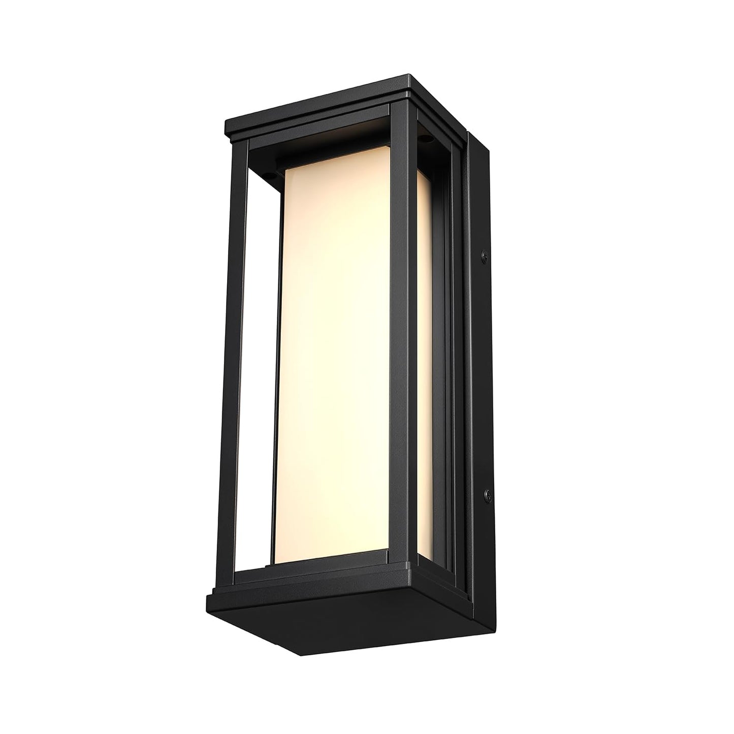 Globe Electric 12W LED Integrated Matte Black Outdoor Wall Sconce with Frosted Glass