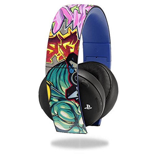 MightySkins Skin Compatible with Sony PS4 Gold Wireless Headset (Original Model ONLY) Headphones Sticker Skins Graffiti Wild Styles