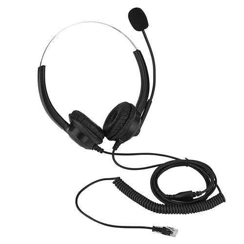 Over-Ear Headphones with Noise Cancelling Mic, 3.5mm Stereo Wired Telephone Headset with Microphone,360° Rotary Earmuffs for Skype,Call