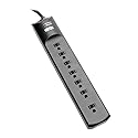 Tripp Lite TAA Compliant 7 Outlet Surge Protector Power Strip, 7ft Cord, Right Angle Plug, & $75,000 INSURANCE (SUPER7BTAA) Black