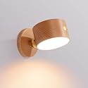 LANDGOO 1-Pack Wood Wall Sconce, Beech Wood Magnetic 360° Rotatable Cordless Bedside Lamp, Rechargeable & Dimmable LED Light with Touch Control