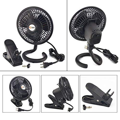 TN TONNY Clip-on Fan, AC 110V 6 Inch Adjustable Clip Table Fan with 2 Speeds Wind, Personal Cooling Fan with 6 Foot Cord and Plastic Safety Grill