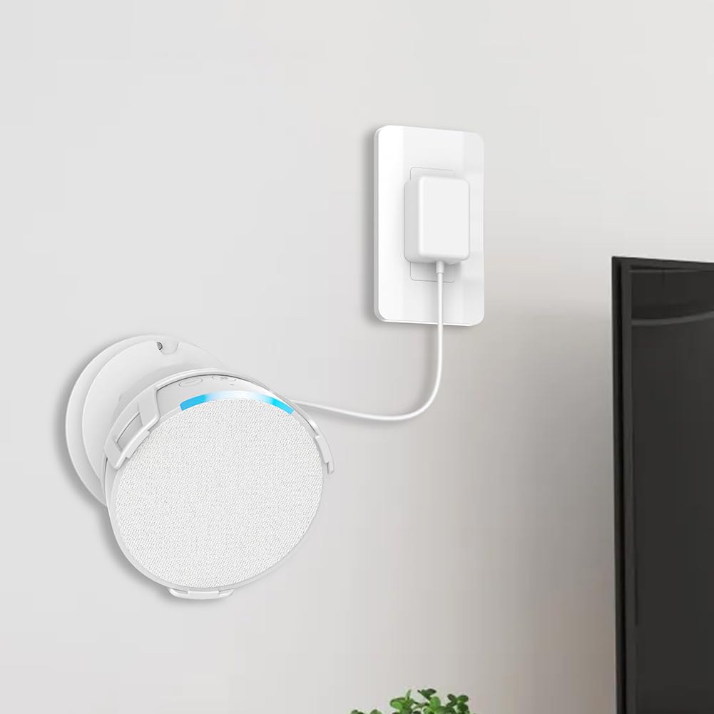 AZURAOKEY 2Pack Stand for Echo Pop, Wall Mount Holder for Echo Pop with Cable Management Shelf for Space-Saving and Easy Access - Perfect Bracket