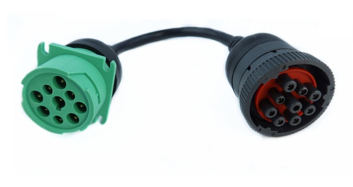YPP Gray 9Pin Type1 J1939 Port to New Green 9pin Type2 J1939 Port Cable Turn 9p Type1 to 9p Type2