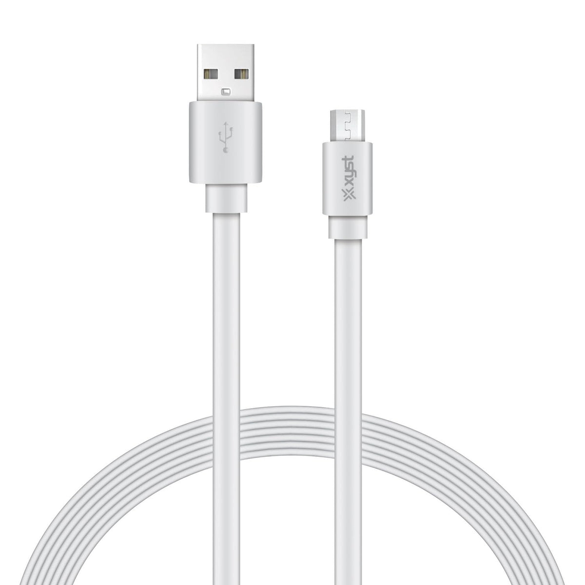 XYST XYS-M4604F Charge and Sync USB to Micro USB Flat Cable, 4 Ft. (White)