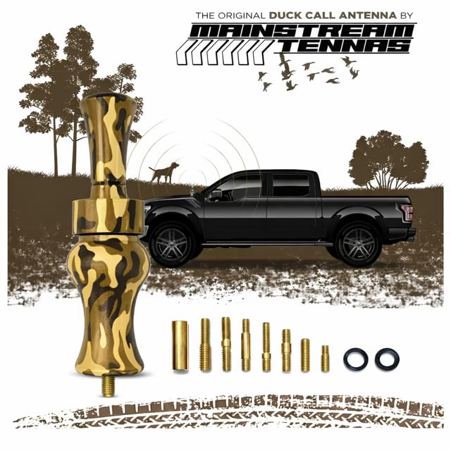 Duck Call Truck Antenna, Short 5.5 Inch Heavy Duty Anodized Aluminum Radio Antenna, Universal Kit Fits Most Trucks Including F150, F250, Clear Signal