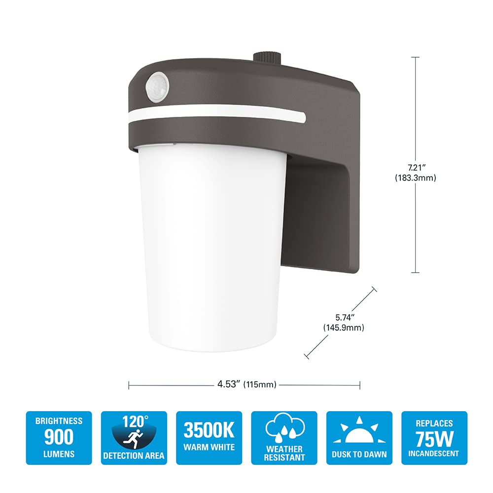 HALO FE 60-Watt Equivalent Integrated LED Bronze Motion Sensing Dusk to Dawn Area Light, 3500K