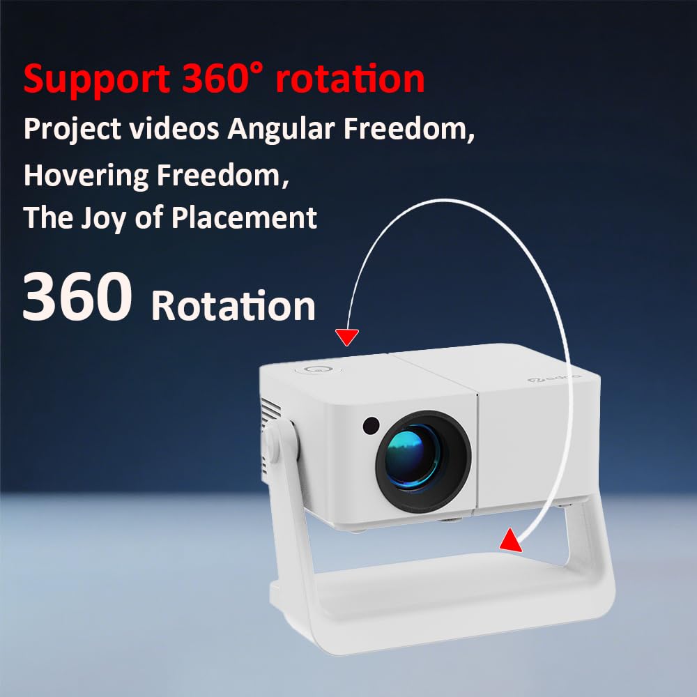 Mini Projector with WiFi and Bluetooth?Auto Keystone&Electric Focus&Rotatable?Built-in Stand Projector Android Projector Suitable