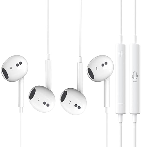 2 Packs Wired Headphones for iPhone 14 Earphones Wired Nosie Reduction Built-in Microphone&Volume Control Headsets?Earbuds for iPhone
