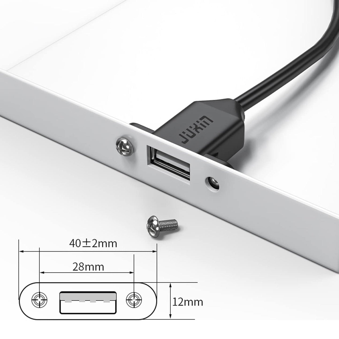 JUXINICE 2Pack USB2.0 Male to Female Extension Cable with Ears can be Fixed Various Chassis/Cabinets/Panels USB Extender W/Screw nut for USB Panel