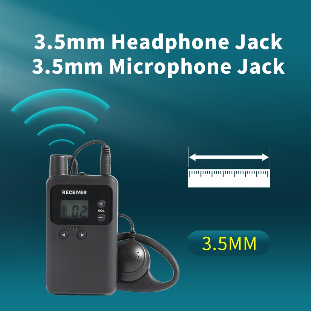 AGJ Wireless Tour Guide System, Tour Guide Microphone, Tour Guide Headsets 1 Transmitter 5 Receivers Assisted Listening Simultaneous Interpretation