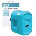 BLACK+DECKER GaN PD Wall Charger, 1-Port 20W Type C Wall Plug, Compact Power Block USB C Type-C Fast Charging for iPhone 17/16/15 USBC Charging Block