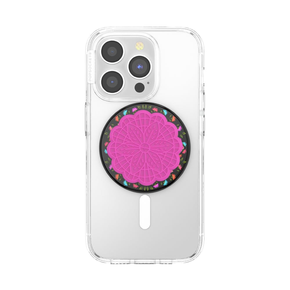 PopSockets Phone Grip for MagSafe, Magnetic Holder, Phone Stand, Hot Pink - Papel picado