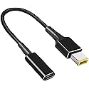 OYY Female USB C to Square Yellow Tip Cable for Lenovo Thinkpad Charger 45W 65W 90W Power Adapter for T430 T440 T450 T460 T470 E440 E550 X1 Carbon