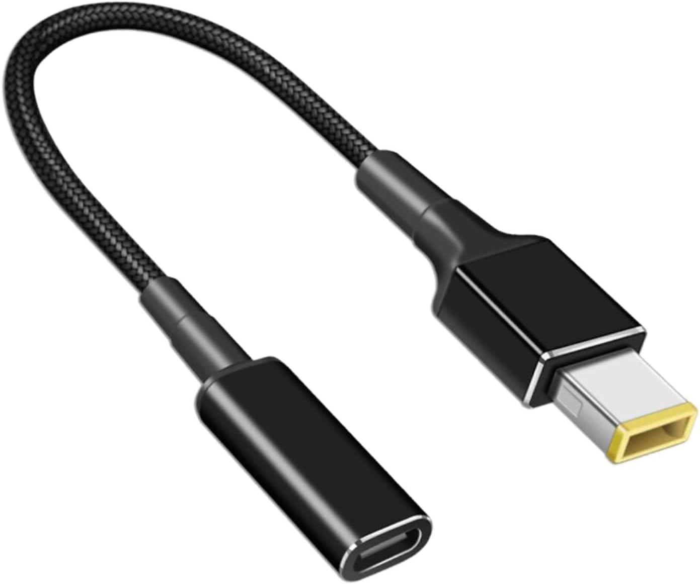 OYY Female USB C to Square Yellow Tip Cable for Lenovo Thinkpad Charger 45W 65W 90W Power Adapter for T430 T440 T450 T460 T470 E440 E550 X1 Carbon