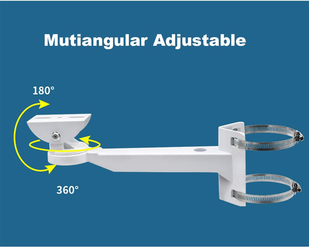 V-Fiabilidad 11.8'' (300mm) Heavy Duty CCTV Camera Mount Bracket - Weatherproof Pole/Wall/Corner Mount, Adjustable 90° Tilt for Bullet/PTZ/Dome IP
