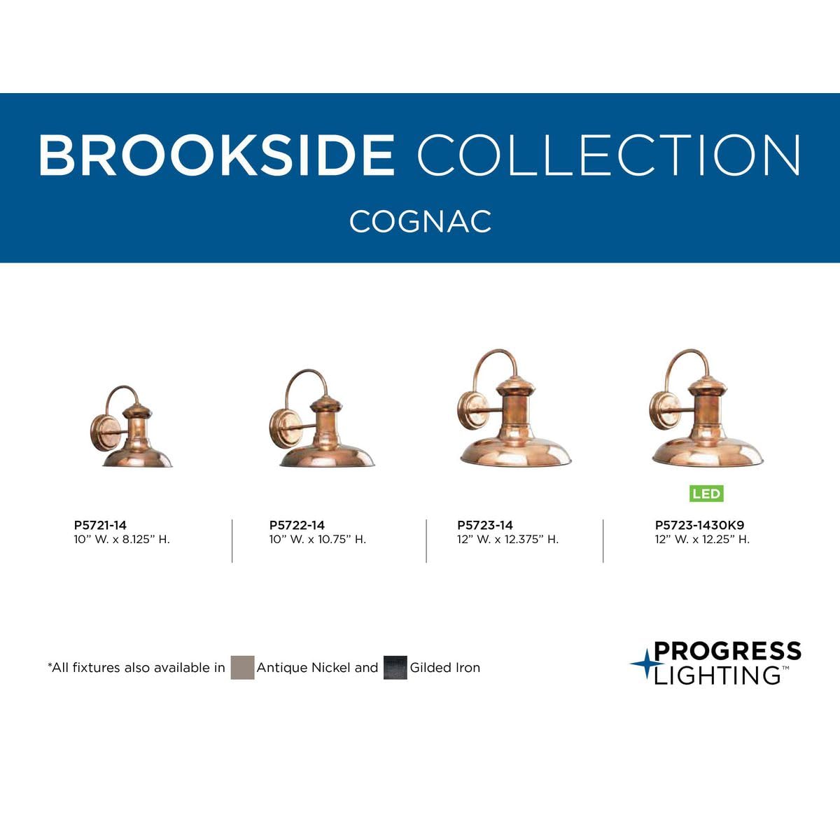 Progress Lighting P5722-14 Brookside Outdoor, 10-Inch Width x 10-3/4-Inch Height, Brown