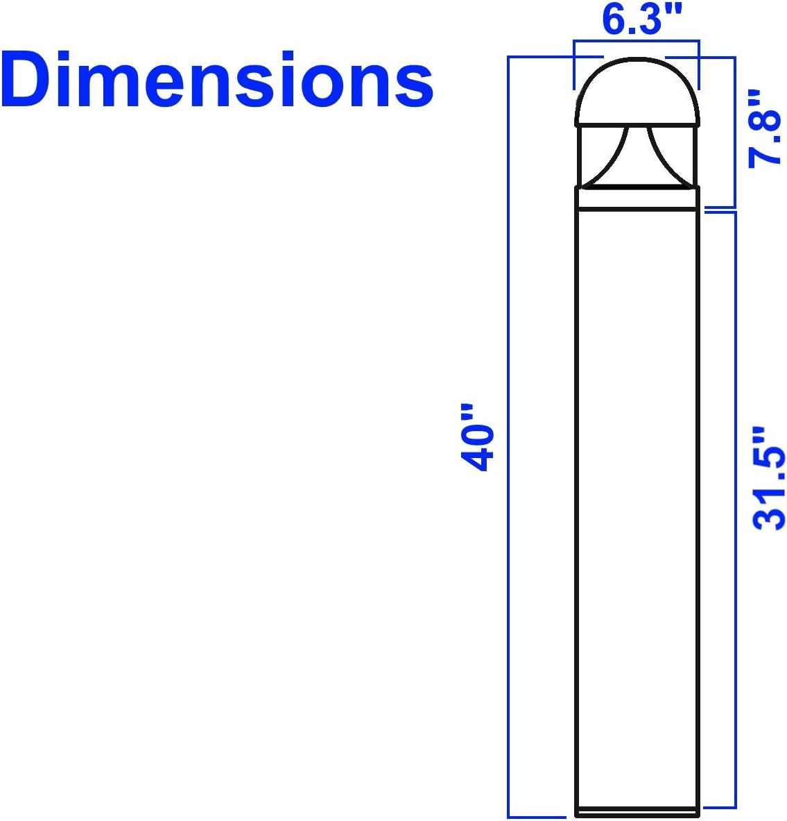 LightingLabs Led Bollard Landscape Lighting 20 Watts 40 Inch 3CCT 3000/4000/5000K 120-277V Outdoor Pathway Light Wired Ideal for Garden, Commercial