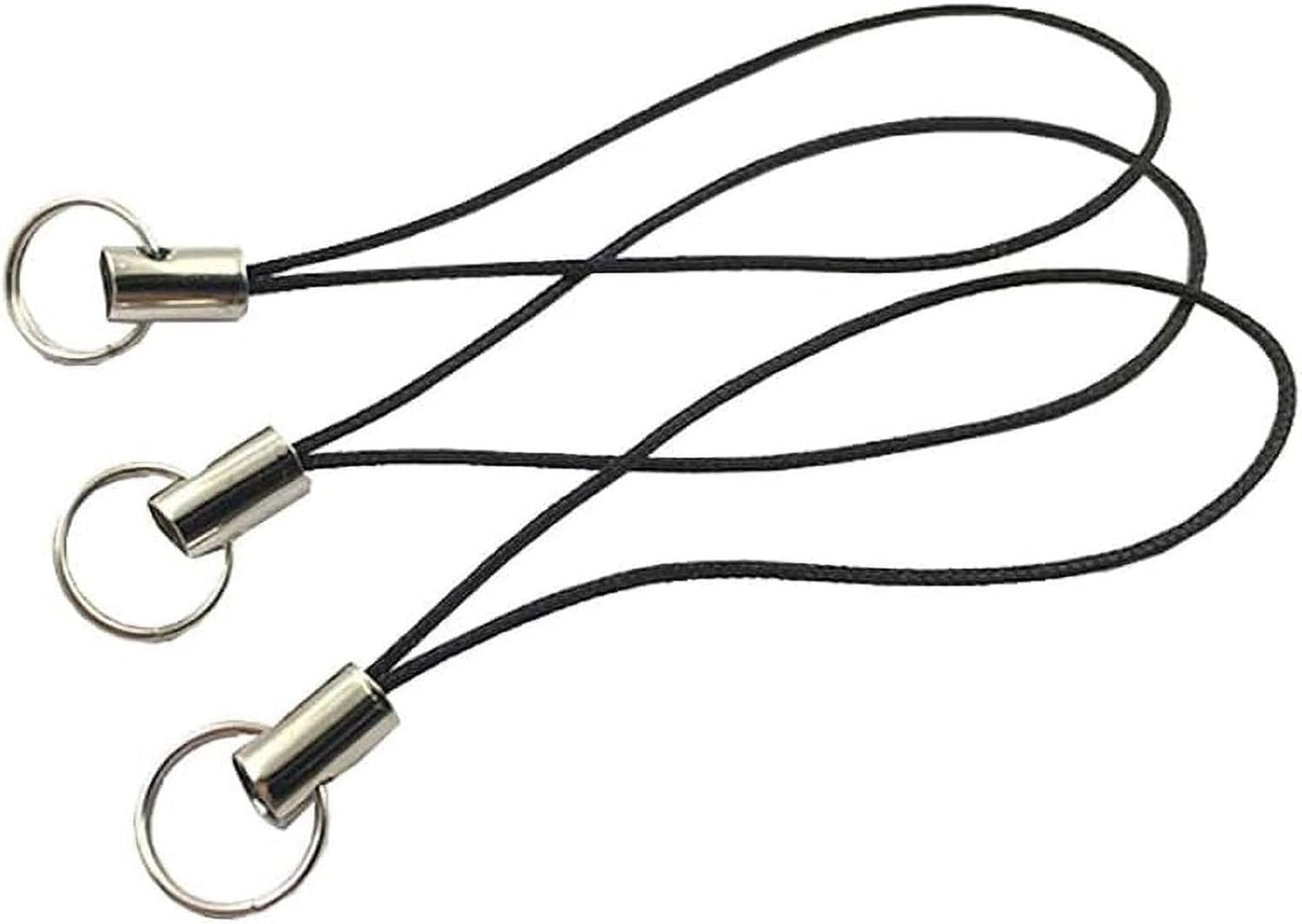 Dwuww 10 Pcs Tone Black Lanyard Cell Phone Charm Split Ring Strap, Clasp Lariat Cord Strap for Mobile Cell Phone/Mp3/Mp4/Usb Flash Drive//Keyrin