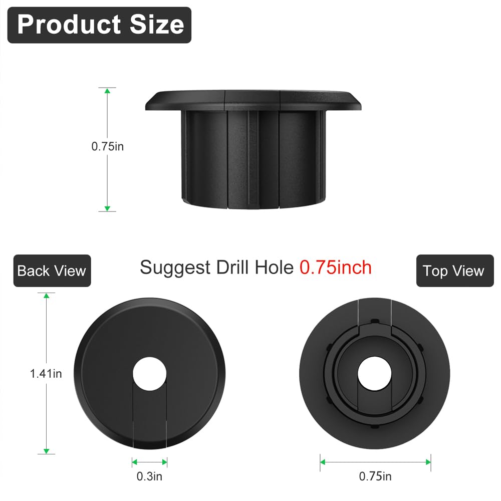 Bywen Furniture Wall Hole Bushing Cable Grommet for Starlink Ethernet Cable,Covering 3/4 inch Desk Holes,Universal Cable Management Wire Organizer