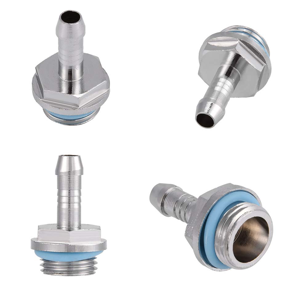 6 PCS G1/4 Thread PC Water Cooling Barb Fitting Connector, Two-Touch Fitting Tube for Computer Water Cooling System(9mm)