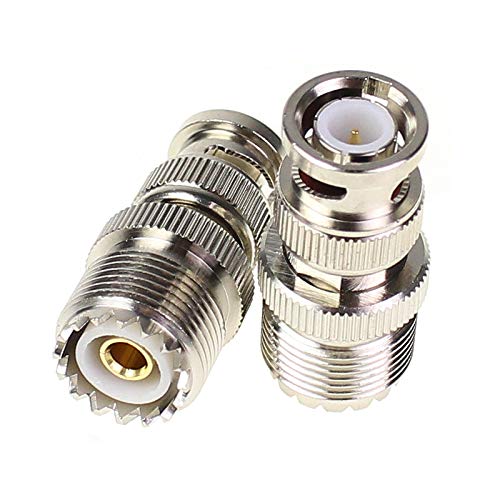 exgoofit BNC Male to UHF Female PL259 Female to BNC Male SO-239 RF Coaxial Coax Adapter 2Pcs