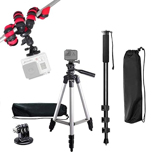 50" Inch Camera Tripod, 72" Inch Monopod with Quick Release, 12" Inch Flexible Tripod with Wrapable Disc Legs, Tripod Mount for All GoPro HERO Cameras