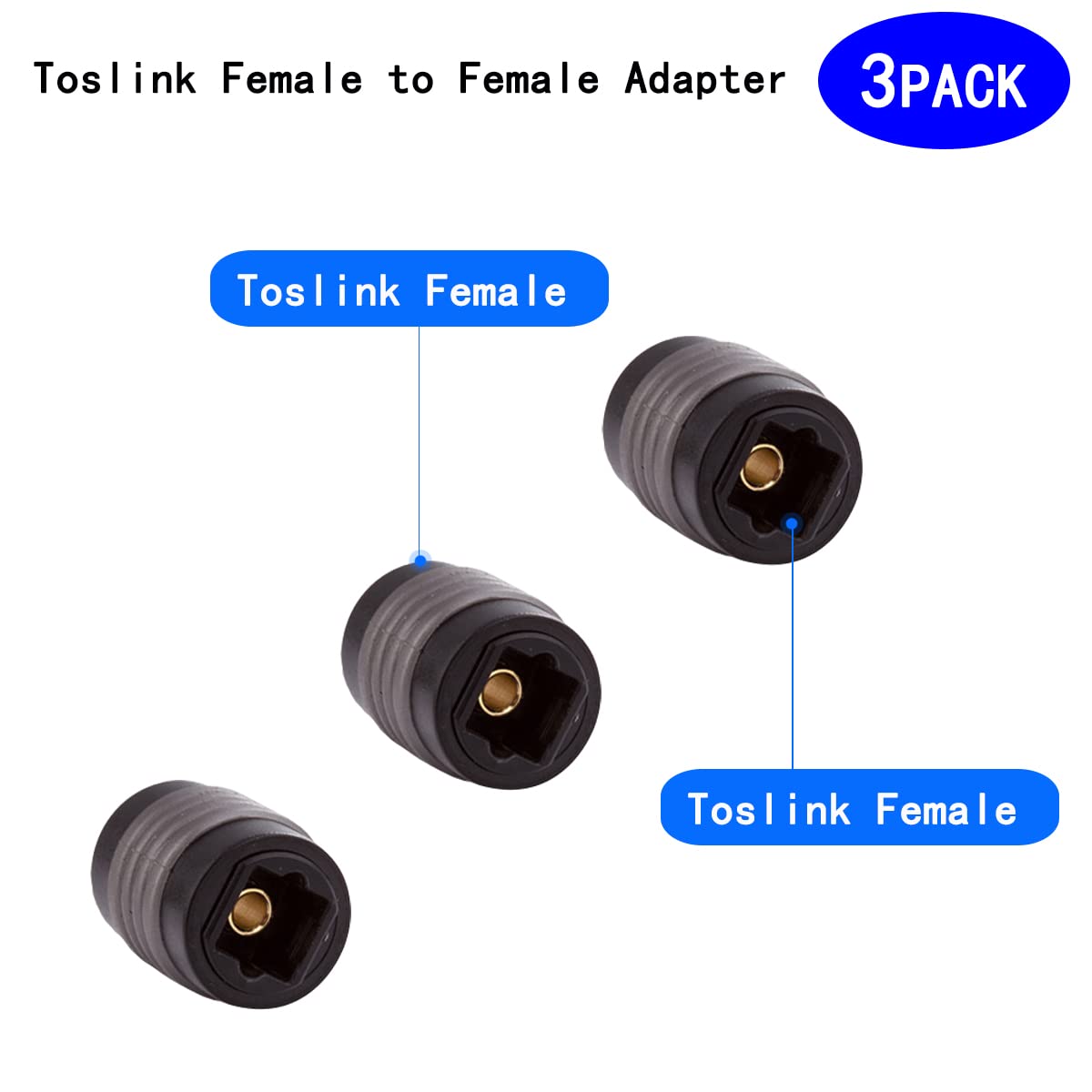 rgzhihuifz Fiber Optic Cable Extender Female to Female Optical Toslink Digital Audio Extension Adapter