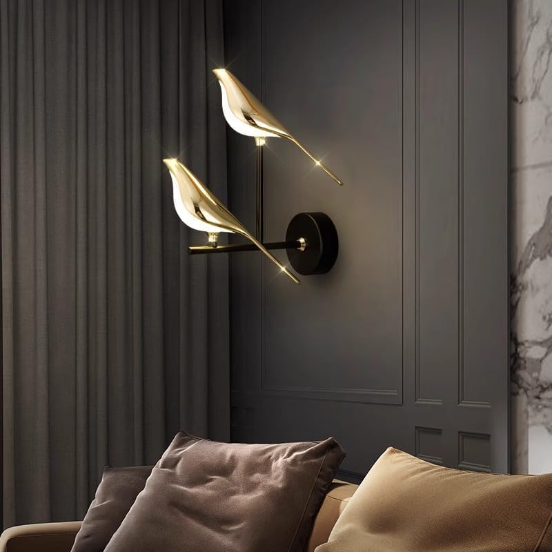 Modern Bird Light Wall Sconces Bird Lamp Shade Bedroom Bedside Living Room Rotatable Adjustable Art Deco LED Wall Light Magpie TV Background Luxury