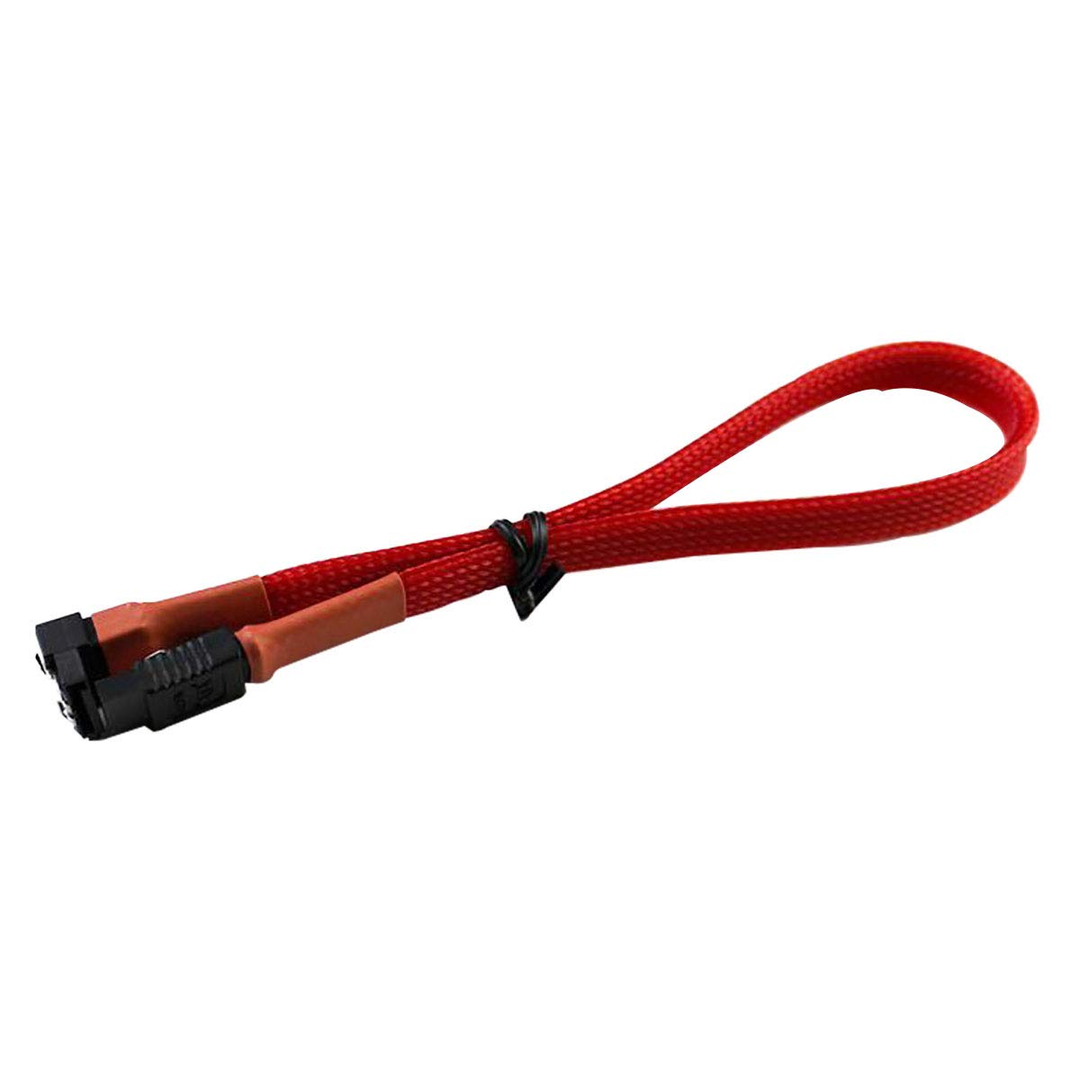 Darkside 30cm (12") SATA 3.0 180° to 90° Data Cable with Latch - Red UV (DS-0078)