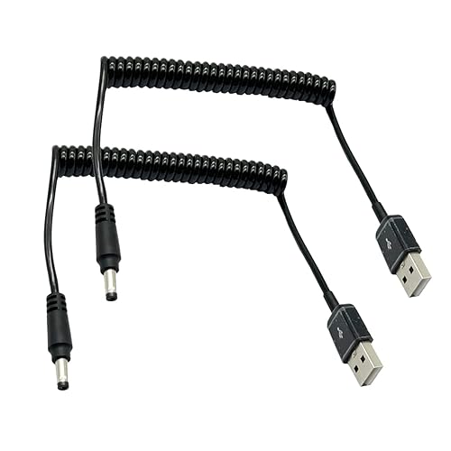 Coiled USB to DC 4.0mm x 1.7mm DC Barrel Jack Power Cable,2Pack USB 2.0 A Male to DC 4.0 * 1.7mm 5V Power Charger Cord for Sony PSP 3000 2000