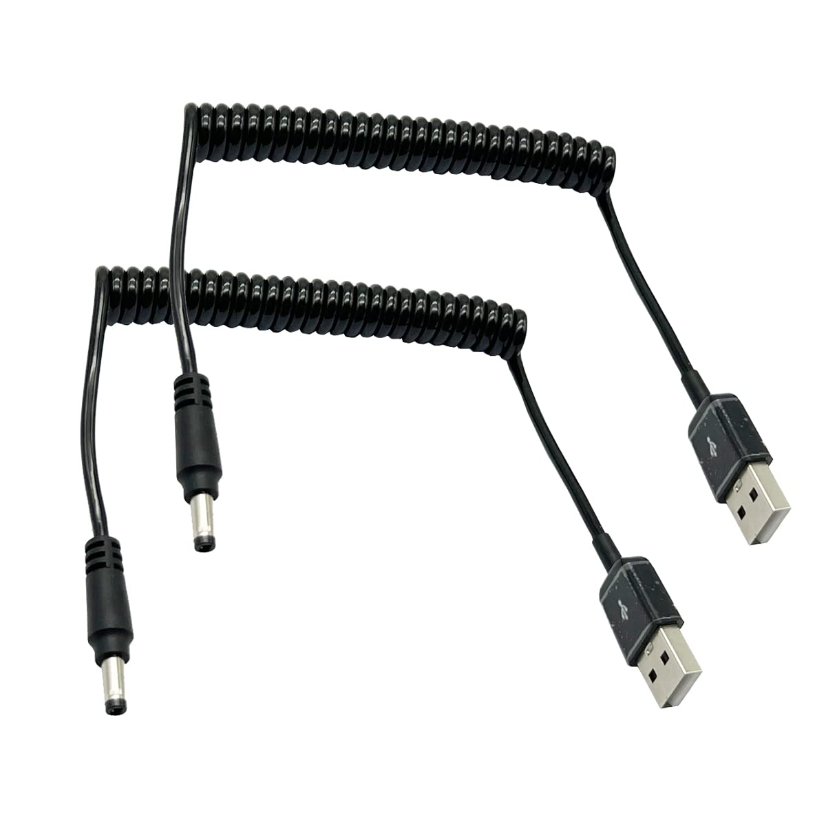 Coiled USB to DC 4.0mm x 1.7mm DC Barrel Jack Power Cable,2Pack USB 2.0 A Male to DC 4.0 * 1.7mm 5V Power Charger Cord for Sony PSP 3000 2000