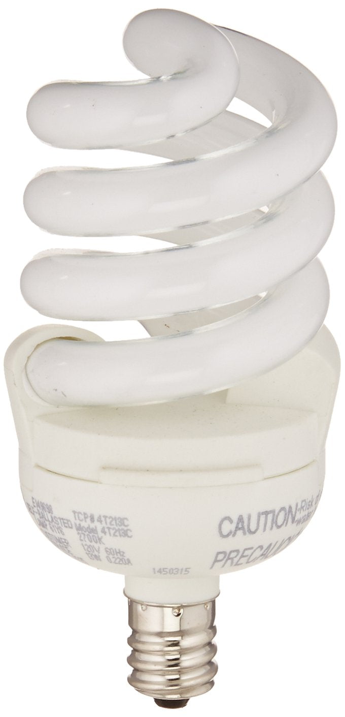 TCP CFL SpringLamp, 60W Equivalent, Soft White (2700K), Candelabra Base Spiral Light Bulb