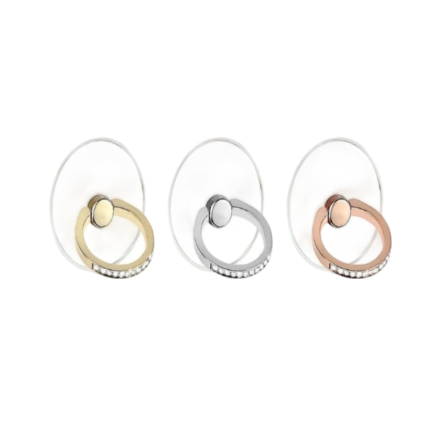 3 Pcs Finger Ring Set Stands Cellphone Ring Holder, Rhinestones Phone Holder 360° Rotation Ring Stand, Clear Cell Phone Kickstand for Most of Phones