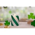 Luminara - Flameless Holiday LED Candle Battery Operated Moving Flame- Green Candy Cane - Pack of 1-4.5" - Unscented Indoor Realistic Flickering Safe