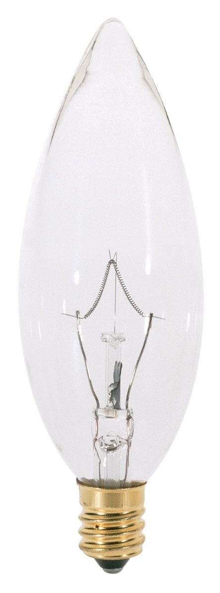 Satco A3682 130V Candelabra Base 25-Watt B9.5 Light Bulb, Clear