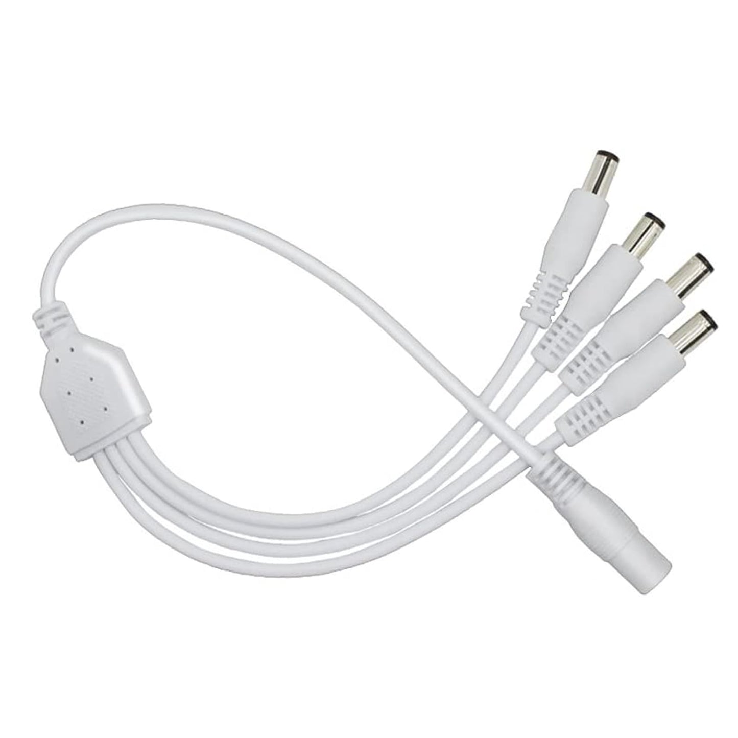 12V DC Power Splitter Cable 1 to 4 Way, Plug 5.5mm x 2.1mm for CCTV Security Camera, LED Strip Light and More,2-Pack White