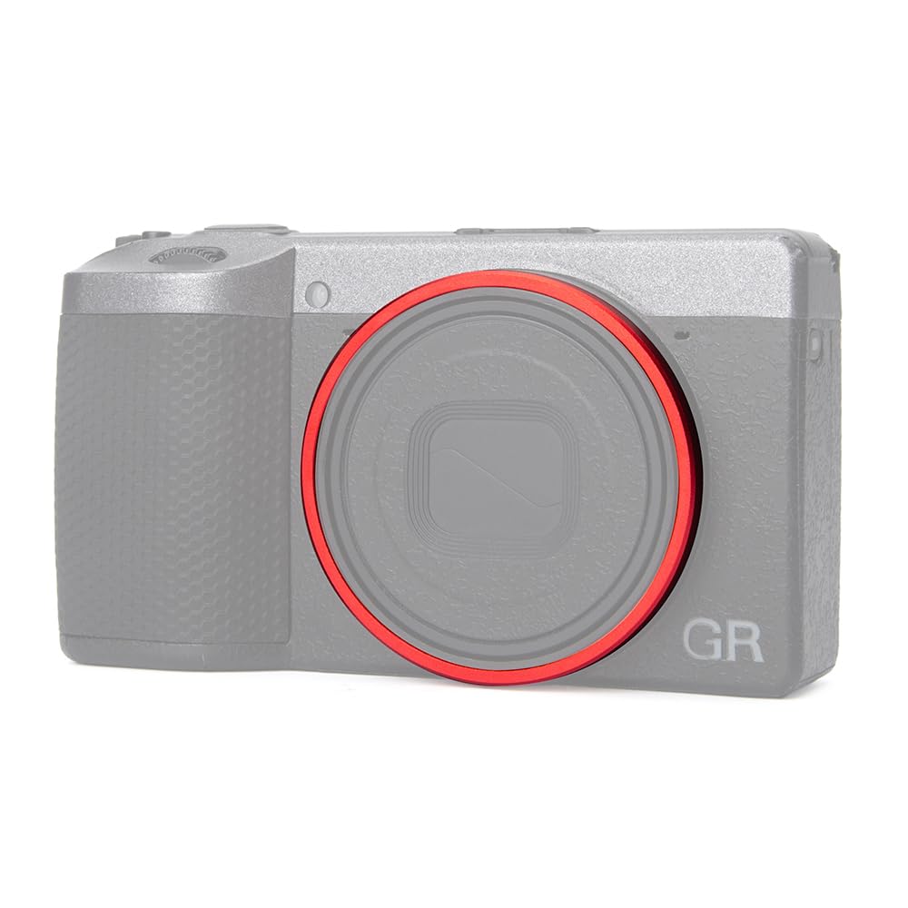 GR4 Metal Camera Lens Decoration Ring Cap for Ricoh GR IV Replaces for Ricoh GN-3 Ring Cap Camera Accessories (Red)