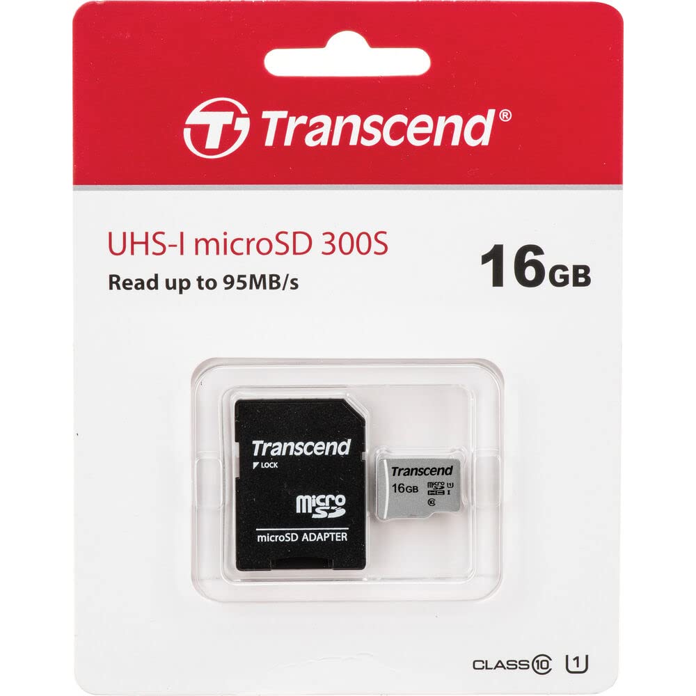 Transcend 16GB Micro SDHC Secure Digital UHS-I Memory Card, Compatible with Samsung Galaxy Grand Prime VE 4G Cell Phone, Class 10, U1, 95MB/s, 300