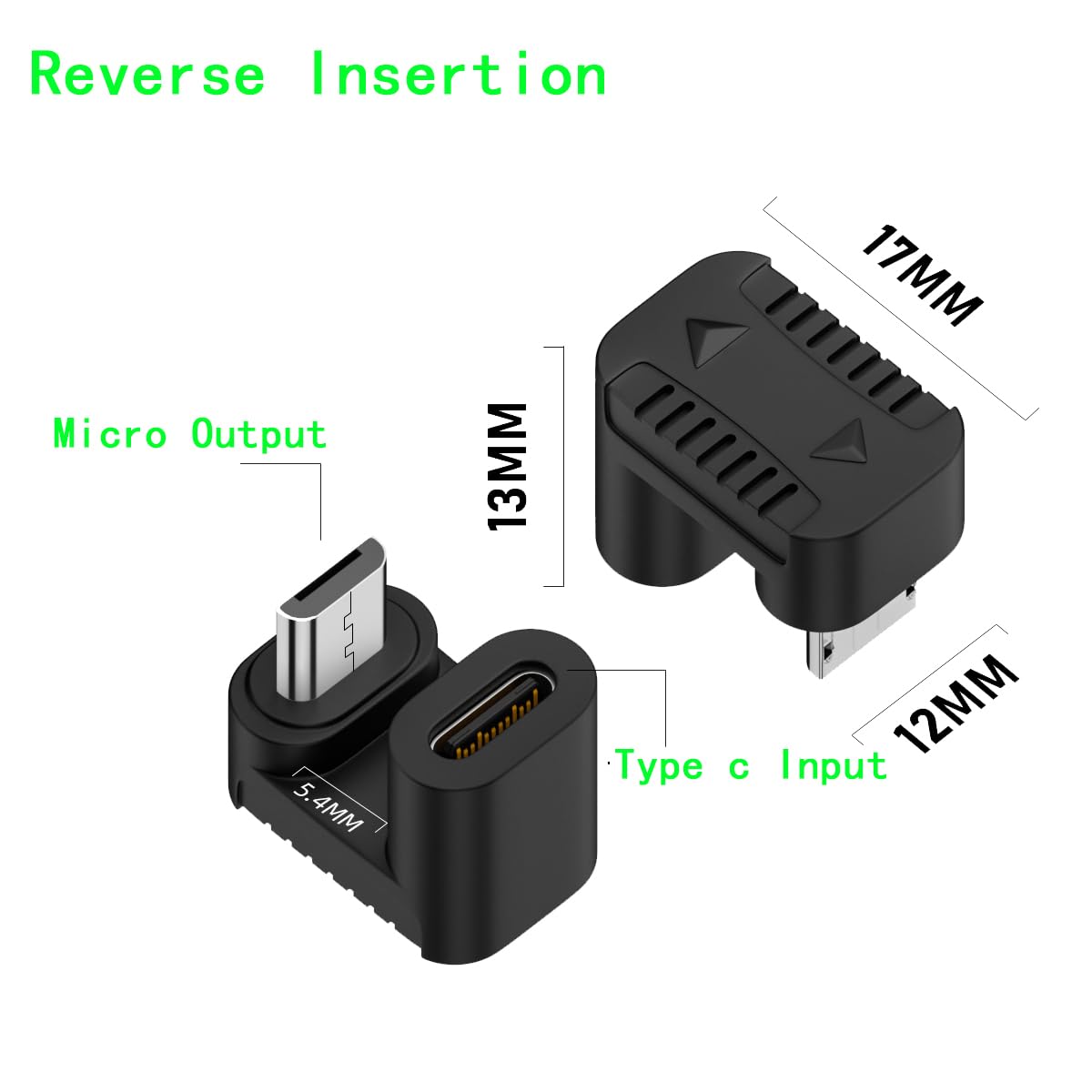 ZJKJHJY 360Degree Angled Type USB-C USB2.0 Type C Female to Micro USB Male Power Data Adapter,3 Pack
