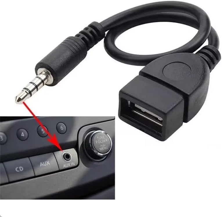 SelHeng 2Pcs Black USB to AUX Adapter Cable,3.5mm Male AUX Plug to USB 2.0 Female Converter Adapter Cable Cord for Car Aux Port 20cm/8-inch Length